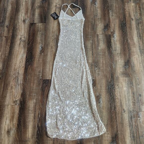 Retrofete Marie Sequin Crochet Dress in Silver and White Size XS/S NWT Maxi - Picture 7 of 15